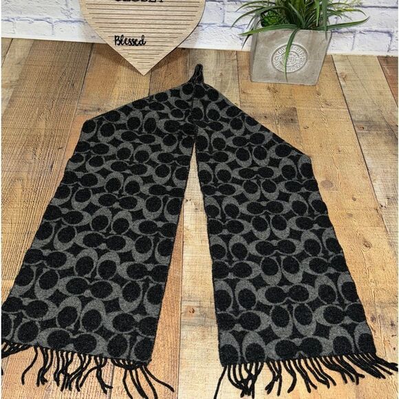 COACH WOOL SCARF - Lambs wool 100% black and gray - Picture 7 of 10